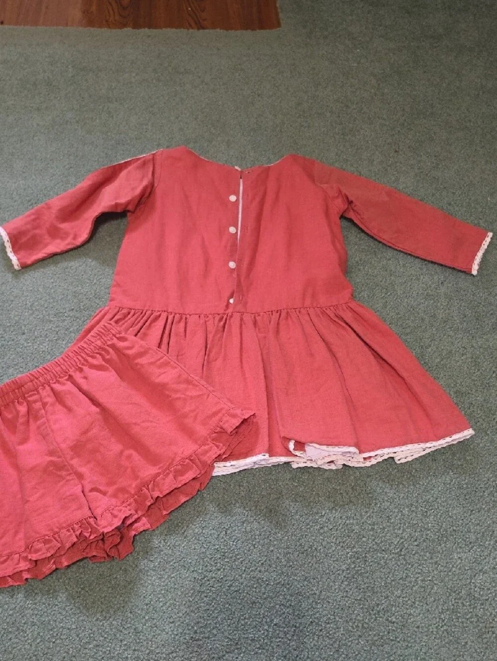Well Dressed Wolf Coral Two-Piece Lace-Trim Dress & Skirt Set